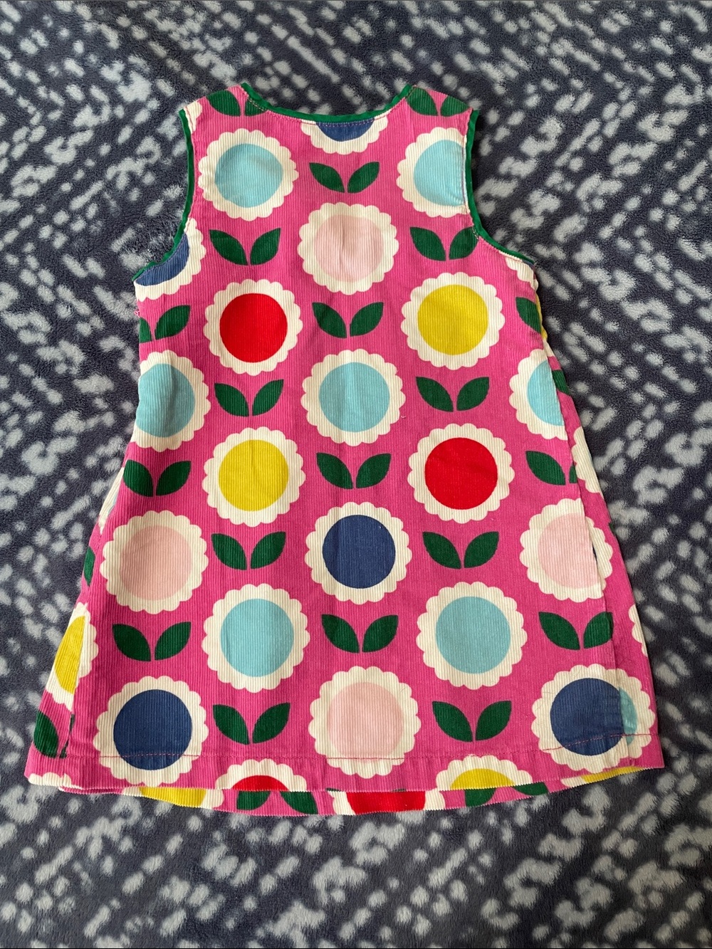 Baby Boden Pink Floral Circle Dress with Green Trim - Picture 4 of 4